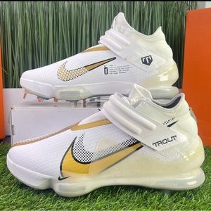 Nike Mens Size 9.5 Air Force Trout 7 Baseball Cleats White/Gold CI3134-106
